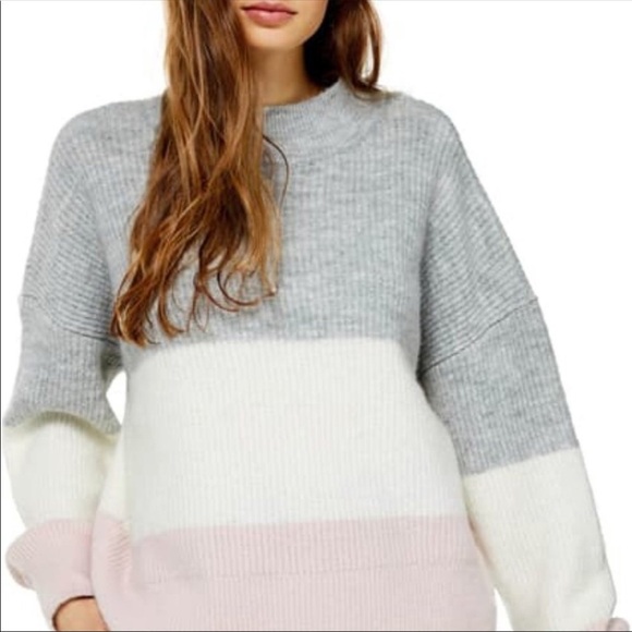 Topshop Striped Colorblock Chunky Sweater - Picture 2 of 12